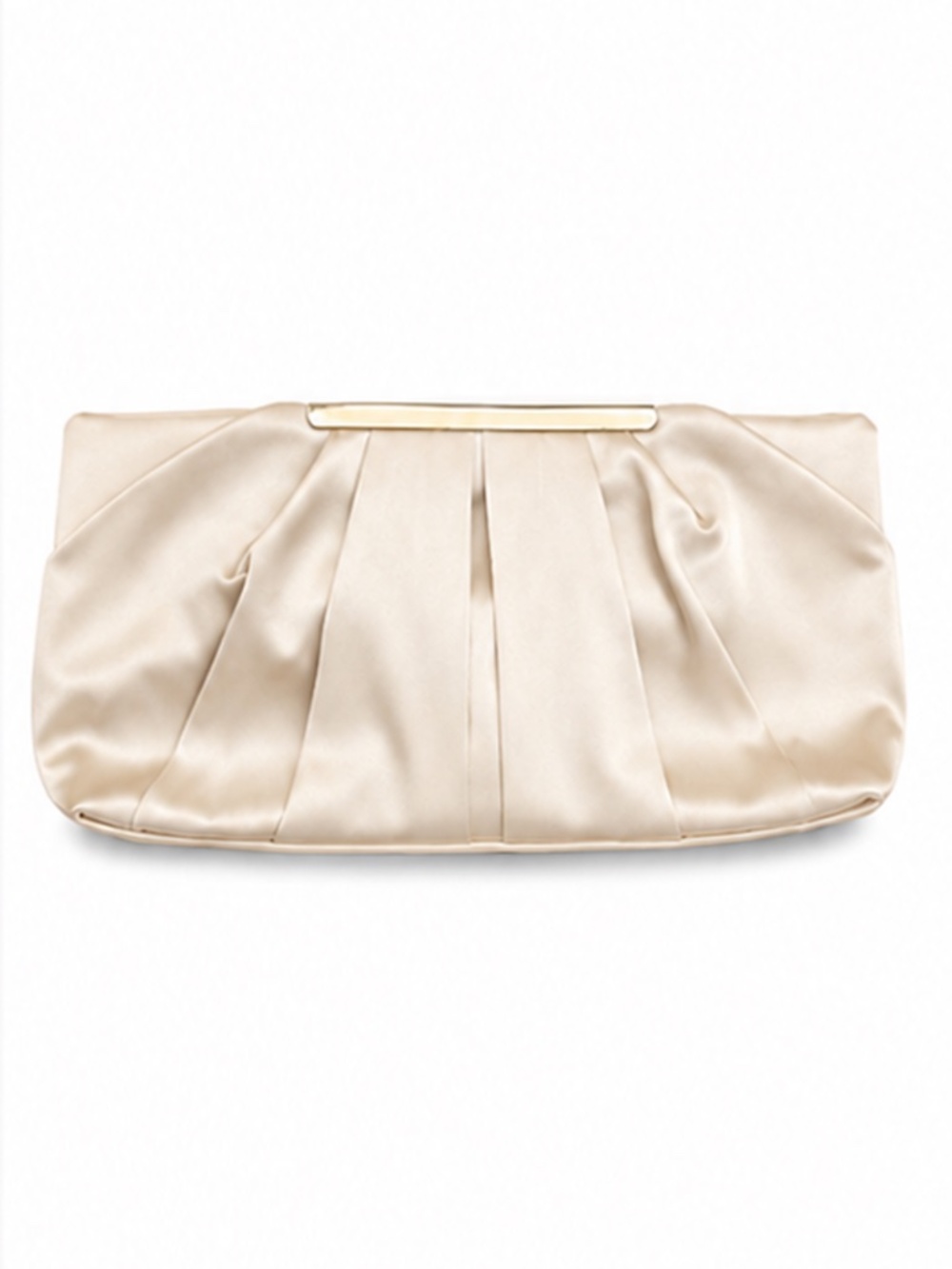 Charming Tailor Champagne Satin Pleated Clutch Evening Bag